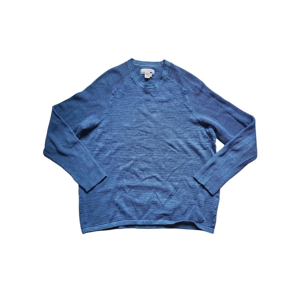 Carbon 2 Cobalt Waffle Knit Long Sleeve Thermal Shirt Mens L Blue Cotton Casual